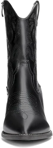 Miniatura 5 de DREAM PAIRS Botas vaqueras para mujer, puntera puntiaguda, tacón grueso, botas vaqueras con cierre de cremallera, botas occidentales cosidas