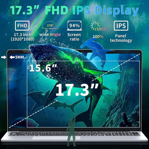 Miniatura 2 de Laptop FHD IPS de 17.3 pulgadas para negocios y estudiantes, dorado 6500Y hasta 3.4GHz, 16GB RAM 1TB SSD, Win 11 Pro, teclado retroiluminado