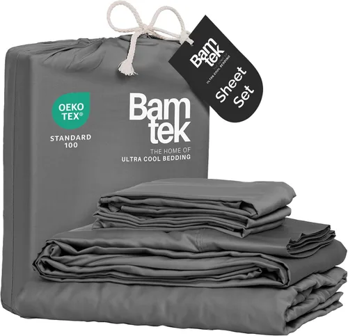 Miniatura 20 de Juego de sábanas de bambú de viscosa tamaño Queen, 4 piezas, ropa de cama refrescante para personas que duermen con calor con tecnología que absorbe