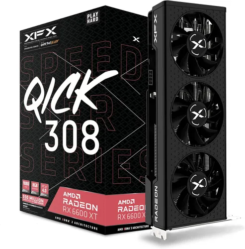 XFX Speedster QICK308 Radeon RX 6600 XT - Tarjeta gráfica negra para juegos con 8 GB GDDR6 HDMI 3xDP, AMD RDNA 2 RX-66XT8LBDQ