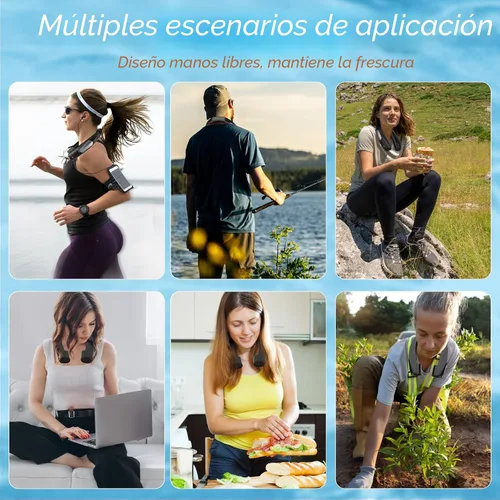Miniatura 9 de ZEEFO Ventilador de cuello portátil, ventilador personal manos libres, funciona con batería de 6000 mAh, ventilador recargable USB con 6 velocidades