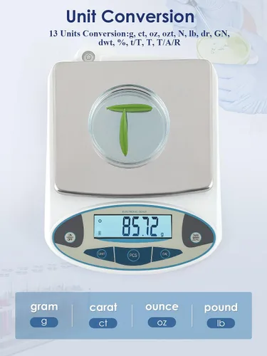 Miniatura 3 de CGOLDENWALL Báscula de laboratorio 500gX0.0.04 oz Balanza de laboratorio de alta precisión Balanza científica electrónica con peso de calibración