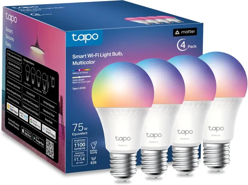 Miniatura 16 de TP-Link Tapo - Bombillas inteligentes, 1100 lúmenes de alta luminosidad (equivalente a 75 W), certificadas por Matter, bombilla LED RGBW de 16