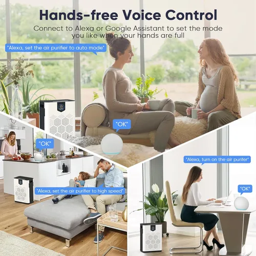 Miniatura 4 de Purificadores de aire inteligentes con Wifi para el hogar, habitación grande de hasta 3000 pies cuadrados, limpiador de aire DAYETTE con filtros