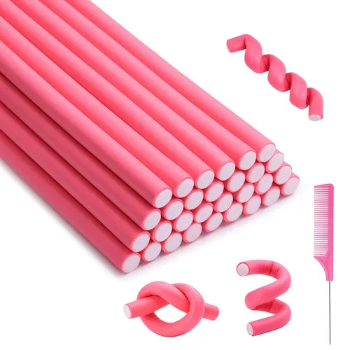 Miniatura 8 de 30 rizadores de pelo de espuma pequeños, 9.45 pulgadas de largo x 0.47 pulgadas de diámetro, varillas flexibles sin calor para cabello corto, Morado
