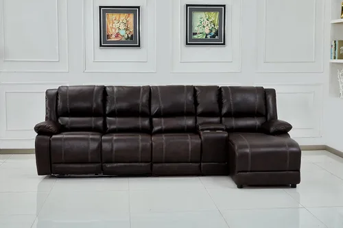Miniatura 2 de Betsy Furniture Servidumbre De Cuero Marrón Modular Reclinado Seccional 8061 (Marrón, Consola)