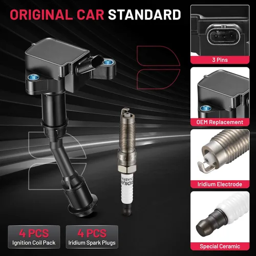 Miniatura 3 de BDFHYK Paquete de bobinas de encendido UF-735 y bujías de iridio SP539 compatibles con Fusion 1.5L L4 2014-2020 Escape 1.5L L4 2017-2019 DS7Z12029A