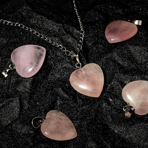 Miniatura 6 de DanLingJewelry 1 dije de corazón de cuarzo rosa natural con piedras preciosas y corazón de cristal curativo para mujeres y niñas