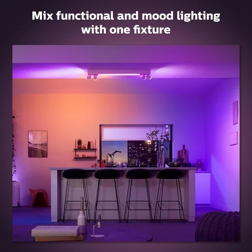 Miniatura 5 de Philips Hue Centris - Foco de techo LED inteligente, blanco, luz que cambia de color y ambiente de color, 2 luces, control con aplicación, funciona