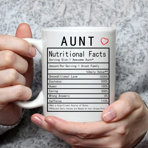 Miniatura 2 de Auntie Nutrition Facts - Taza de café de 11 onzas, caja de regalo para tía, tía de sobrino, sobrina, día de la madre, regalos de cumpleaños
