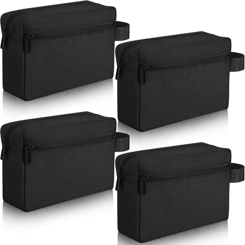4 piezas de neceser de aseo resistente al agua, bolsa de cosméticos de viaje para hombres, almacenamiento portátil para mujeres, organizador de Negro