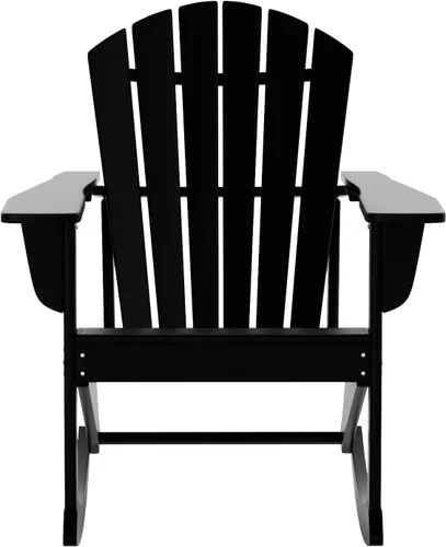 Miniatura 4 de WO Home Furniture Silla Mecedora de Patio al Aire Libre Tradicional HDPE Resistente a los Rayos UV (Negro)