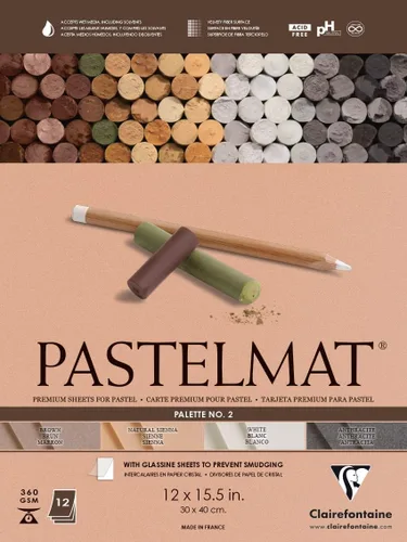 Miniatura 11 de Clairefontaine Pastelmat - Papel especial para pastel (encolado, 30 x 40 cm) - Paleta No. 5 - (12 x 15 3/4 pulgadas) - 360g - 12 hojas - Verde Verde