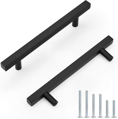 Miniatura 8 de Probrico Paquete de 5 manijas de gabinete, color negro, 2-1/2 pulgadas (2.520 in), barra cuadrada en T, manijas de gabinete de cocina, tiradores