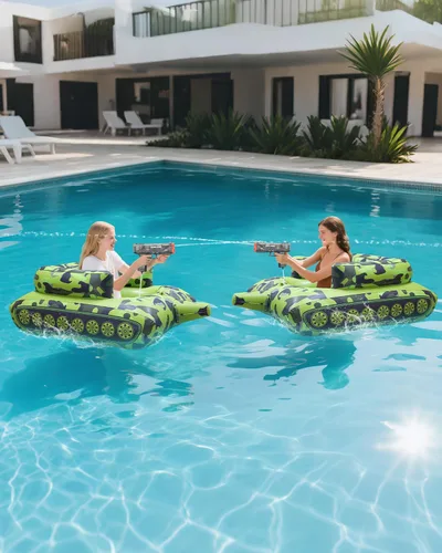 Miniatura 6 de Pistola de agua eléctrica automática con flotadores de piscina, divertidos flotadores inflables de piscina para fiesta en la piscina, con potentes