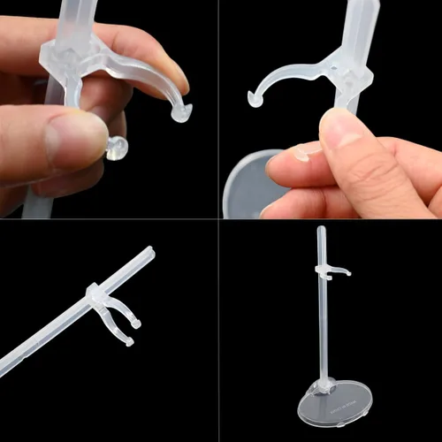 Miniatura 8 de 10 soportes para muñecas, soportes de soporte transparentes para muñecas, soporte de figura de acción con clip de cintura ajustable, mini base