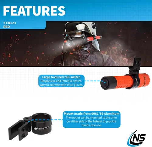 Miniatura 3 de Nightstick FDL-300R-K01, luz táctica para incendios con soporte de casco multiángulo