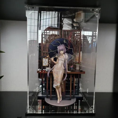 Miniatura 6 de Vitrina de acrílico transparente para figuras de acción con parte trasera espejada, caja de exhibición de protección a prueba de polvo, estuche