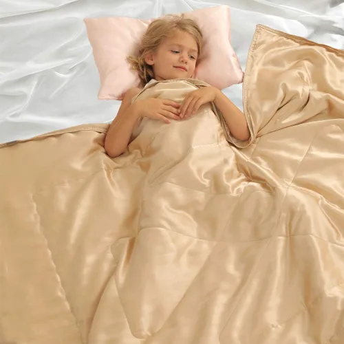 Miniatura 3 de Manta de seda pura, 100% seda de morera por dentro y fuera, manta suave para niños para sofá, cama, sofá de viaje, manta ligera y acogedora