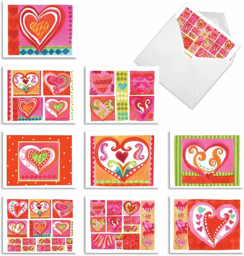 Miniatura 9 de The Best Card Company - 10 tarjetas de notas de corazón en blanco en caja (4 x 5.12 pulgadas) - Surtido de tarjetas de amor sinceras para todas