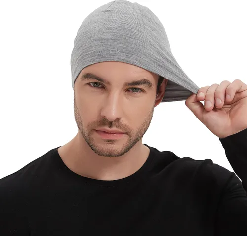 Miniatura 7 de Gorro de lana merina, gorra ligera para correr, transpirable, gorro de dormir para hombres y mujeres