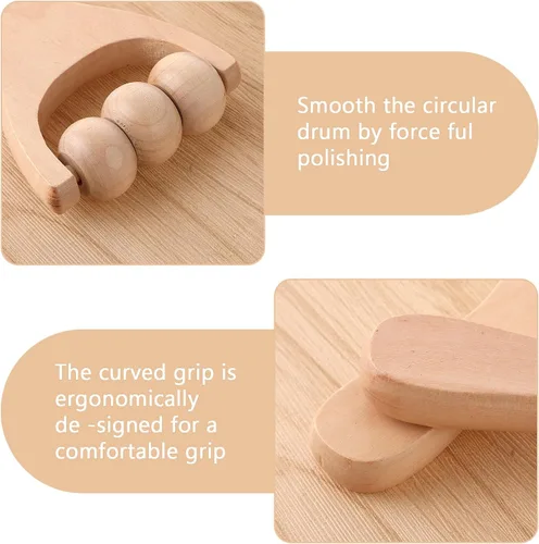 Miniatura 7 de Abeillo Rodillo de masaje de mano de madera, 3 piezas, rodillo muscular, herramientas de masaje manual de terapia de madera, rodillo masajeador