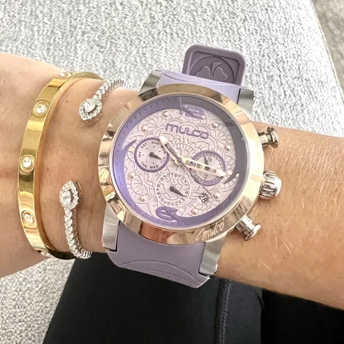 Miniatura 4 de MULCO Watch for Women, M10 Namaste - Analog Quartz, Stainless Steel, Pearl Finishing Dial with Rose Gold Accents and Silicone Band