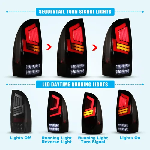 Miniatura 4 de CPW Luz trasera LED compatible con Toyota Tacoma Pickup 2005-2015, luz de señal de giro secuencial, lámpara de freno trasera del conductor