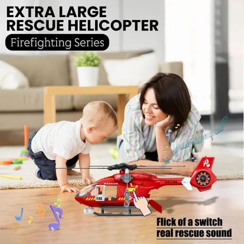 Miniatura 5 de Juguetes para niños de 3, 4, 5, 6, 7 años, juguete grande de helicóptero, juguete de grúa de policía con luces y sonidos, con cesta de carga