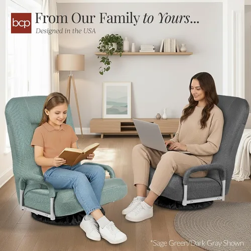 Miniatura 8 de Best Choice Products Silla Giratoria para Juegos de 360 Grados Silla de Piso Multiusos Mecedora para TV, Lectura, Jugar Videojuegos con Soporte