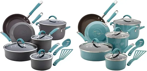 Miniatura 10 de Rachael Ray - 87630 Rachael Ray Cucina - Juego de ollas y sartenes antiadherentes anodizadas duras, 12 piezas y herramientas de cocina y artilugios