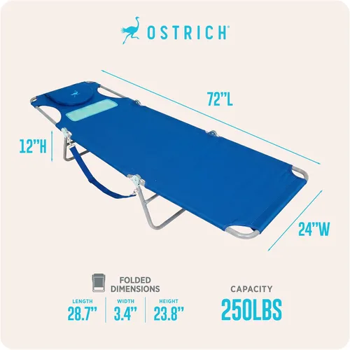 Miniatura 3 de Silla plegable Ostrich para damas, tumbona de playa, camping, piscina, bronceado, color aqua