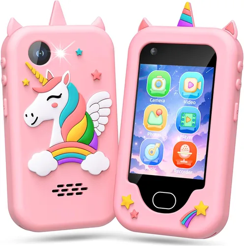 Teléfono inteligente para niños, regalo de cumpleaños de Navidad para niños de 3 a 10 años, pantalla táctil, juguete con cámaras, aprendizaje, rosa01
