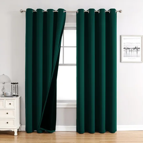 Miniatura 13 de ChrisDowa - Cortinas 100% opacas, para dormitorio, con forro negro, 2 capas gruesas, aislamiento térmico y ojales, 63 pulgadas de largo, juego de 2