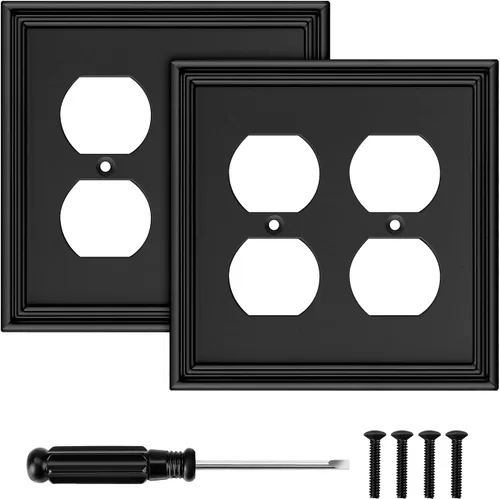 Miniatura 15 de Placa Decorativa Moderna Negra para Interruptor de Luz Cubierta de Interruptor de Luz Cubiertas de Tomacorriente Decorativo Placas de Interruptor