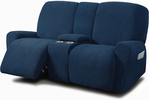 Miniatura 22 de ULTICOR - Juego de 8 fundas para sofá reclinable de jacquard, fundas para sofá reclinable elásticas para 3 cojines, gruesas, suaves, lavables Gris