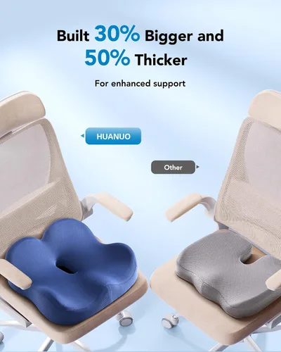 Miniatura 3 de HUANUO Cojín ergonómico de asiento de espuma viscoelástica, gel de refrigeración para silla de oficina, para soporte de cadera, alivio de presión