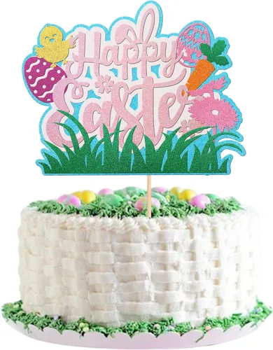 Miniatura 12 de 30 piezas de decoración para magdalenas de Pascua con purpurina de cruz religiosa He is resucitado para cupcakes de la Santa Biblia, Dios bendiga
