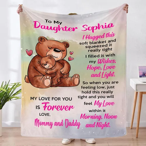 Manta personalizada para hija de papá, mamá a hija, regalos para hija de papá, mamá, regalos de cumpleaños para hija, para hija increíble de papá,
