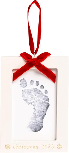 Miniatura 19 de Pearhead Adorno de huella de mano y huella de bebé de arcilla, primer Navidad del bebé, kit de recuerdos para recién nacido, regalo para llenar