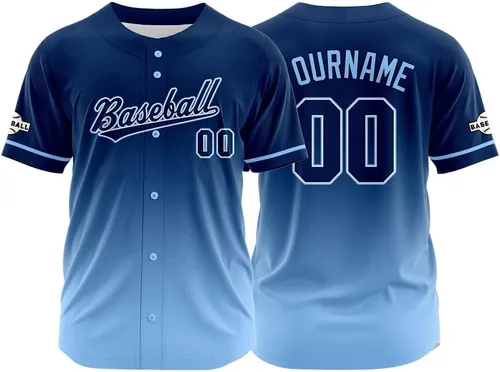 Miniatura 17 de Camiseta de béisbol con degradado personalizado, nombre, número y logotipo personalizados para hombres, mujeres y niños
