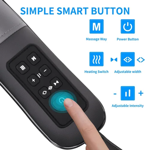 Miniatura 2 de Masajeador de cuello y hombros y espalda con calor, ancho ajustable, masajeador Shiatsu inalámbrico para aliviar el dolor de tejido profundo, motor