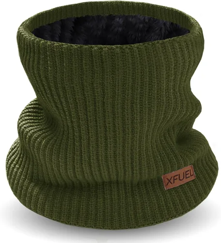 Calentador de cuello para niños, polaina de cuello de invierno tejida, bufanda infinita con forro polar para niños y niñas, máscara de esquí para
