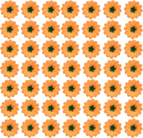 Miniatura 3 de Honbay 50 dijes de calabaza para Halloween, cabujones de resina con parte trasera plana, bonitos adornos vegetales para accesorios para el cabello