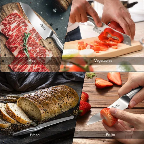 Miniatura 8 de DDF iohEF Juego de cuchillos con tira de cuchillos, juego de 8 cuchillos de cocina profesional, juego de cuchillos de chef japoneses de acero
