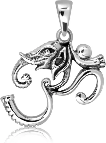 WithLoveSilver - Colgante de plata de ley 925 con elefante indio Om Ohm, Plata esterlina