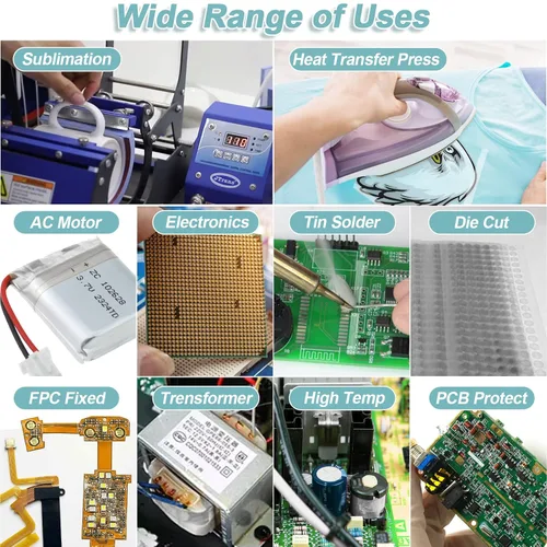 Miniatura 6 de selizo Paquete de 6 cintas de calor para sublimación de prensa de calor, cinta de transferencia de calor, cinta adhesiva de alta temperatura