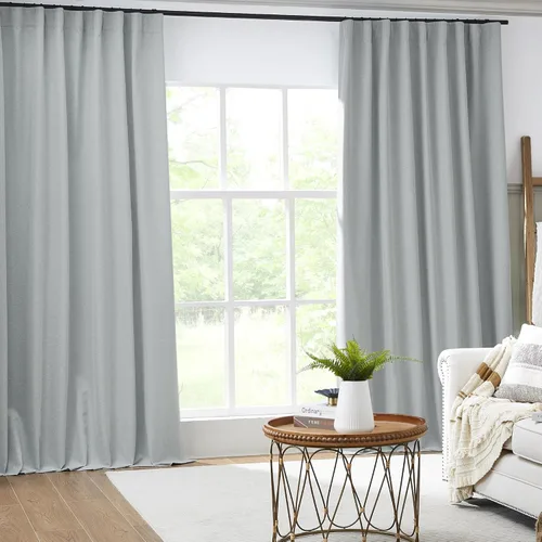 Miniatura 2 de Paneles de cortinas de ventana 100% opacas, con trabillas traseras, bolsillo para barra, gancho, cinturón, aspecto plisado, cortinas para sistema