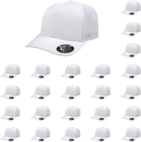 Miniatura 94 de Cap America i8502 Flexfit 110 Premium - Gorra de camionero de perfil medio con 6 paneles de malla trasera con protección UV y cierre ajustable Azul