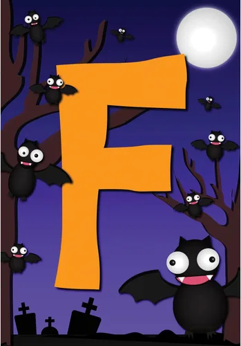 Miniatura 2 de Bandera de jardín con monograma de Estados Unidos para siempre, diseño de murciélagos de Halloween, 12.5 x 18 pulgadas, letra F, banderas pequeñas